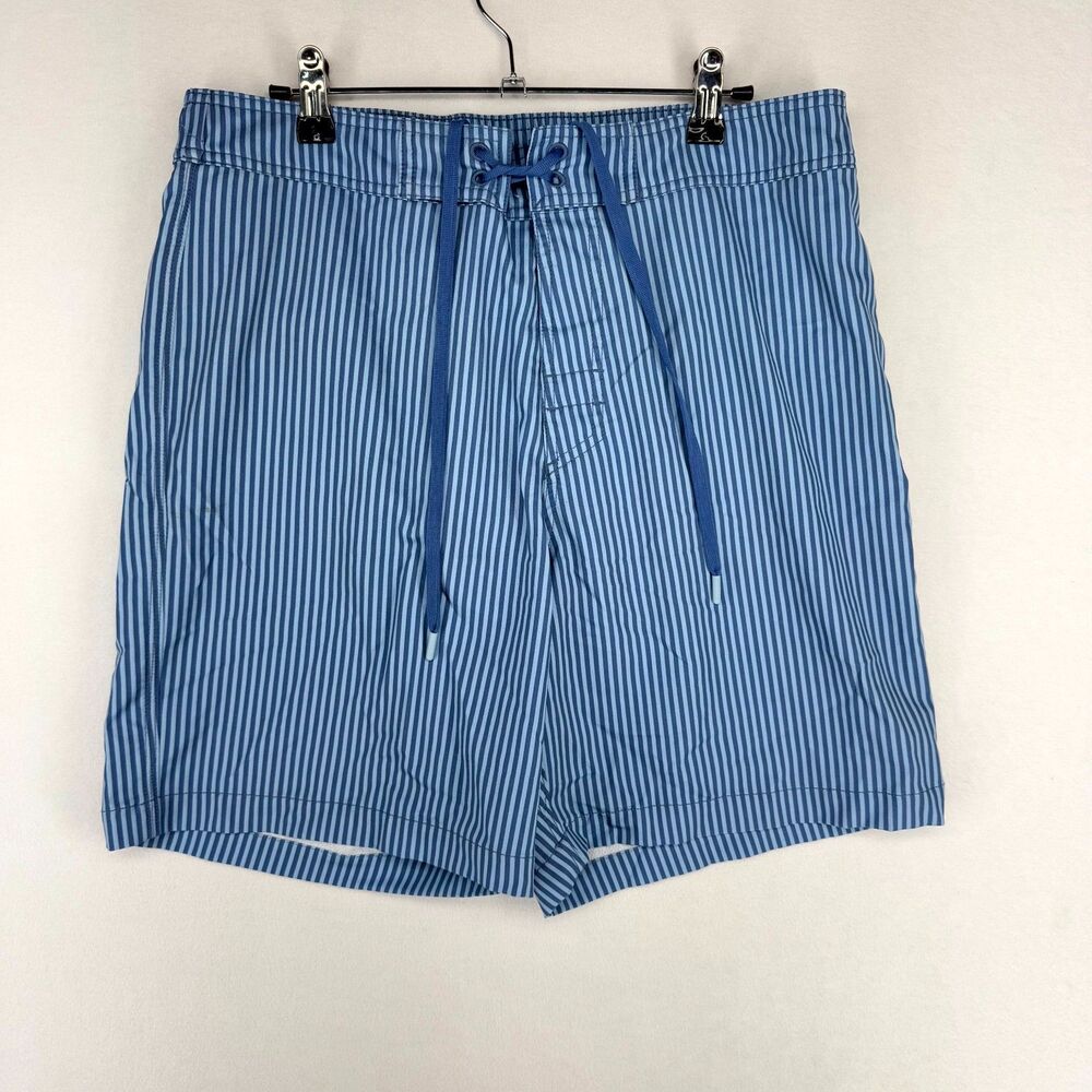 Southern Tide‎ Mens Blue/White Striped Lined Swim Trunks Size M